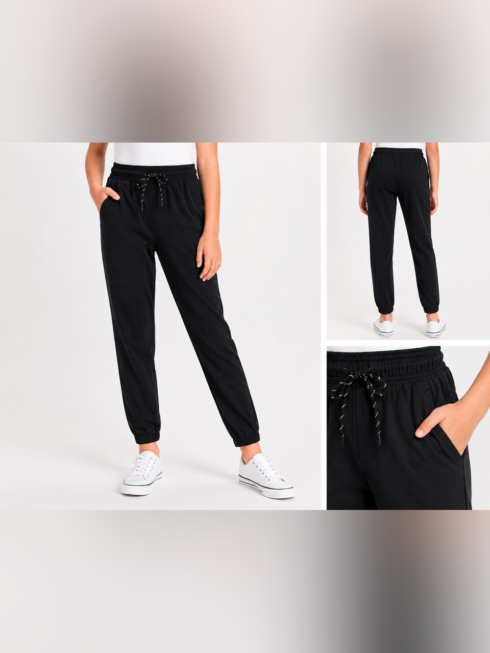 all in motion Black Kids Lined Athletic Joggers with Contrast Drawstring